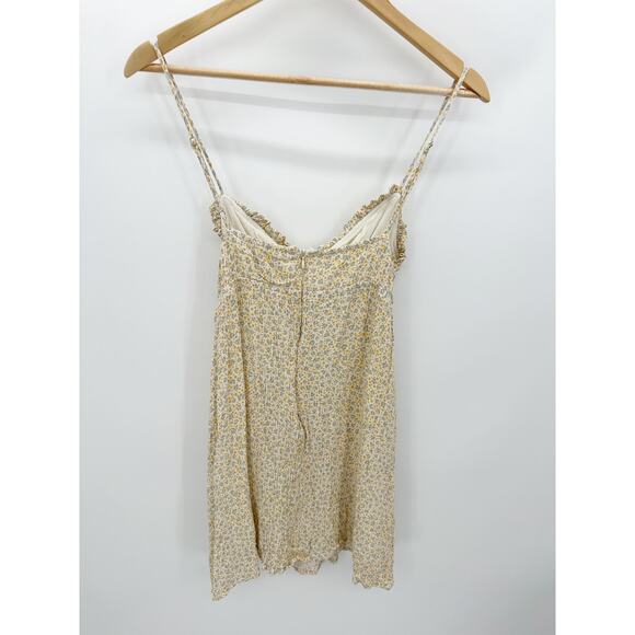 Papermoon Womens Yellow Microfloral Babydoll Mini Dress Size M Feminine Dainty - Picture 2 of 9